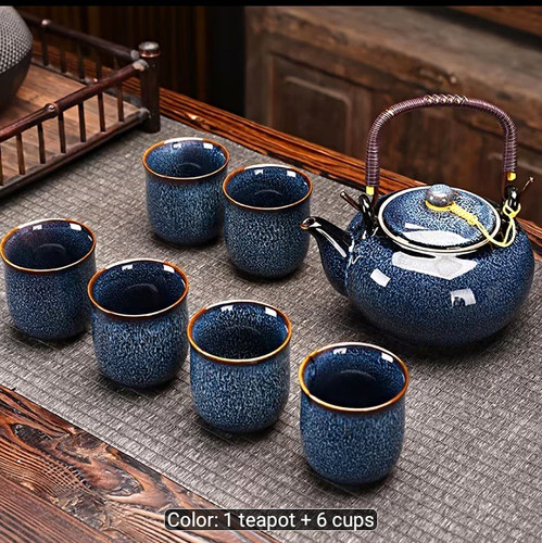 Blau braun glasierte keramik - blau/braun,